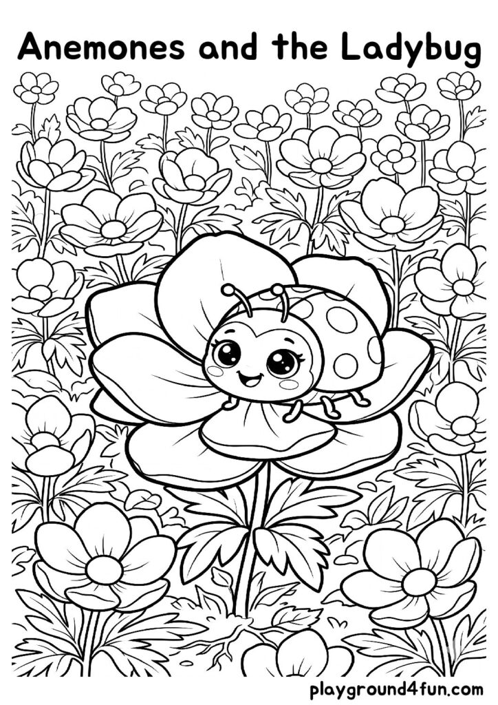 Anemones and the Ladybug Coloring Pages