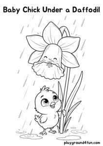 Coloring pages: Baby Chick Under a Daffodil pdf