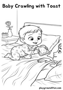 Coloring pages: Baby Crawling with Toast pdf