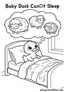 Coloring pages: Baby Duck Cant Sleep pdf