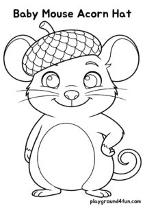 Coloring pages: Baby Mouse Acorn Hat pdf