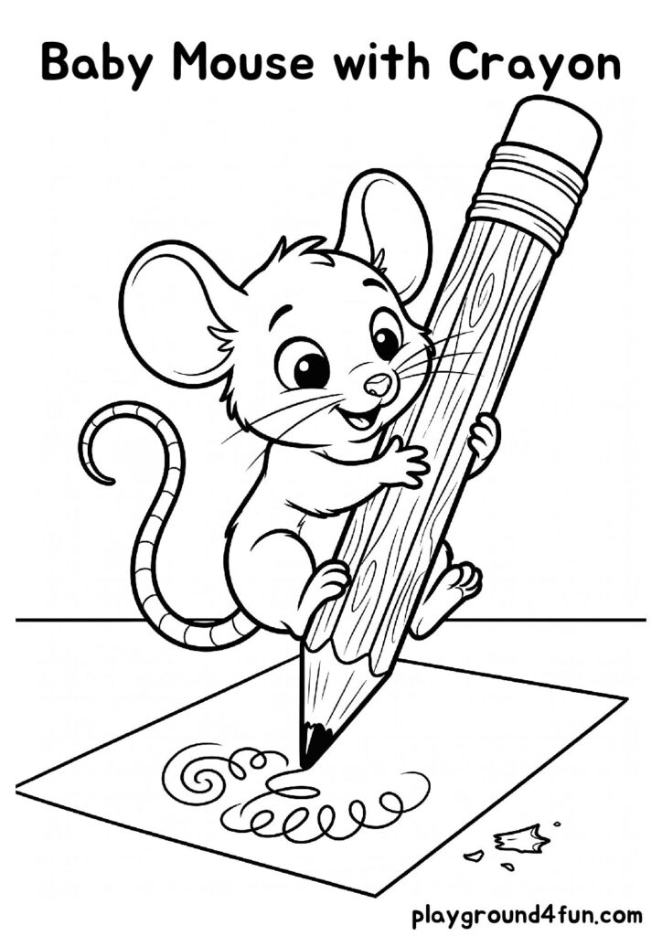 Baby Mouse with Crayon Coloring Pages