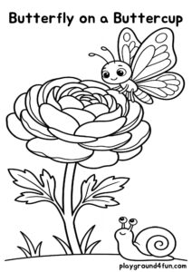 Coloring pages: Butterfly on a Buttercup pdf
