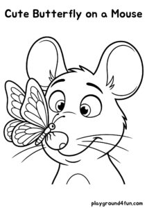 Coloring pages: Cute Butterfly on a Mouse pdf