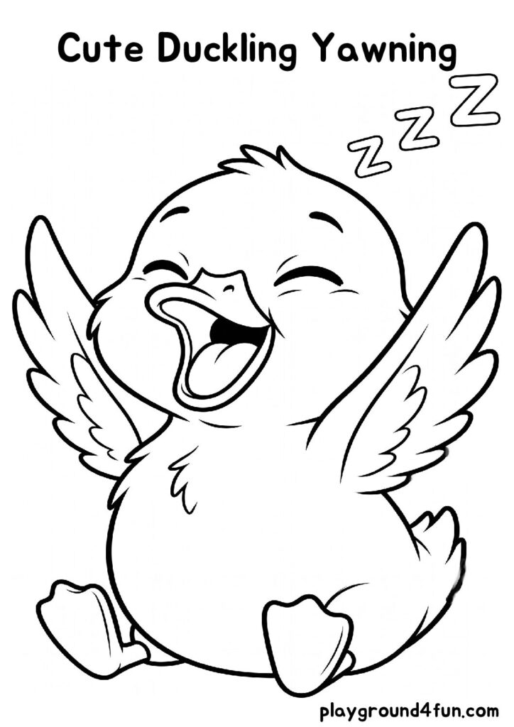 Cute Duckling Yawning Coloring Pages