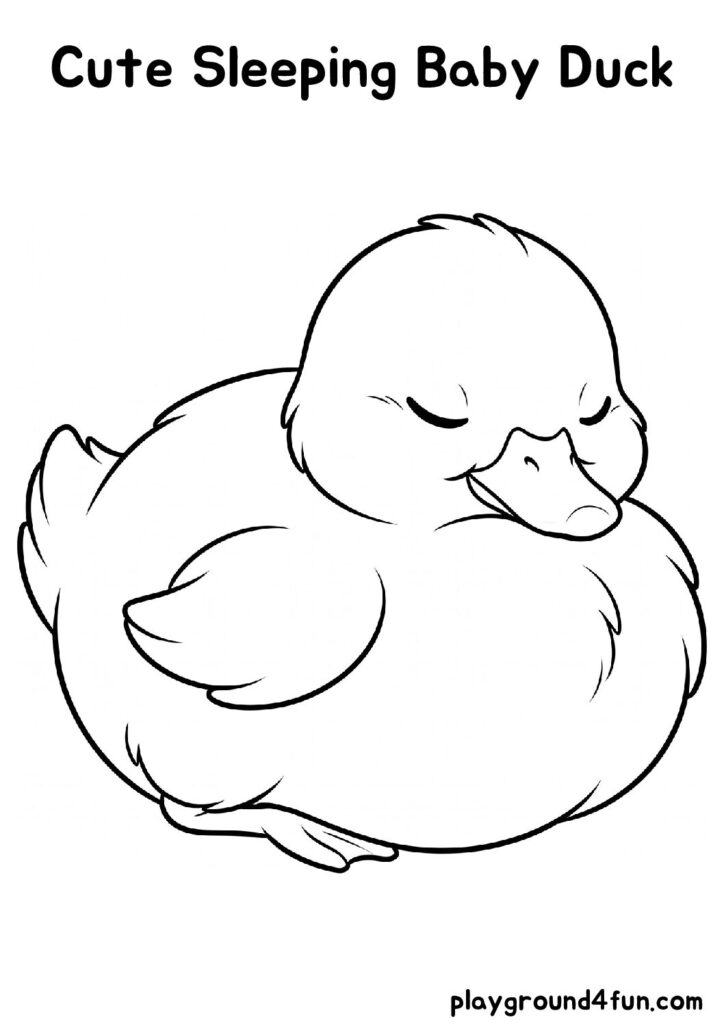 Cute Sleeping Baby Duck Coloring Pages