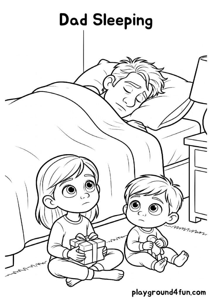 Dad Sleeping Coloring Pages