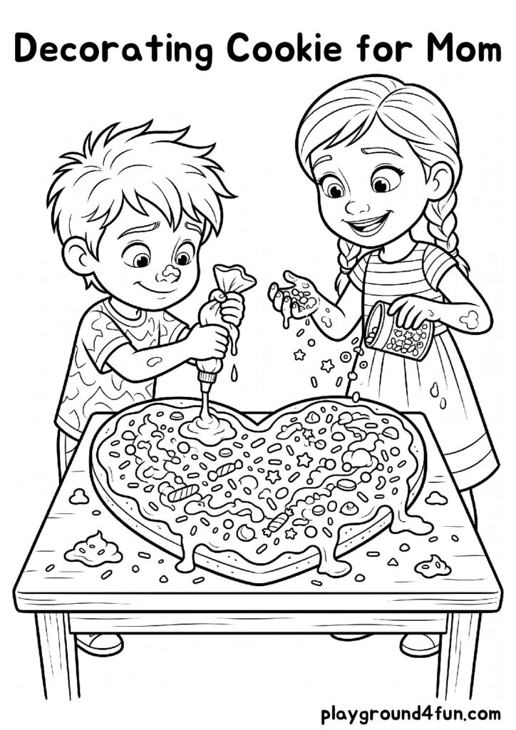Decorating Cookie for Mom Coloring Pages