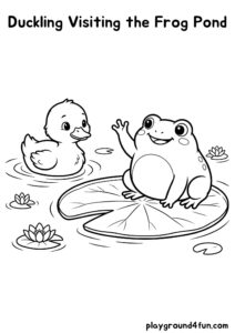 Coloring pages: Duckling Visiting the Frog Pond pdf