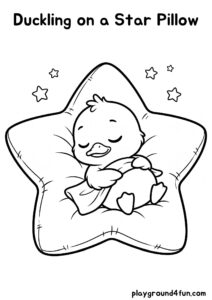 Coloring pages: Duckling on a Star Pillow pdf