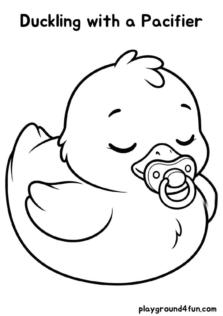 Duckling with a Pacifier Coloring Pages