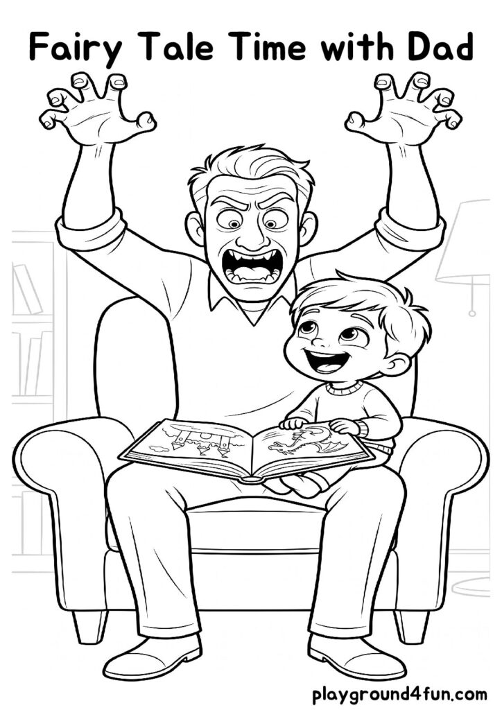 Fairy Tale Time with Dad Coloring Pages