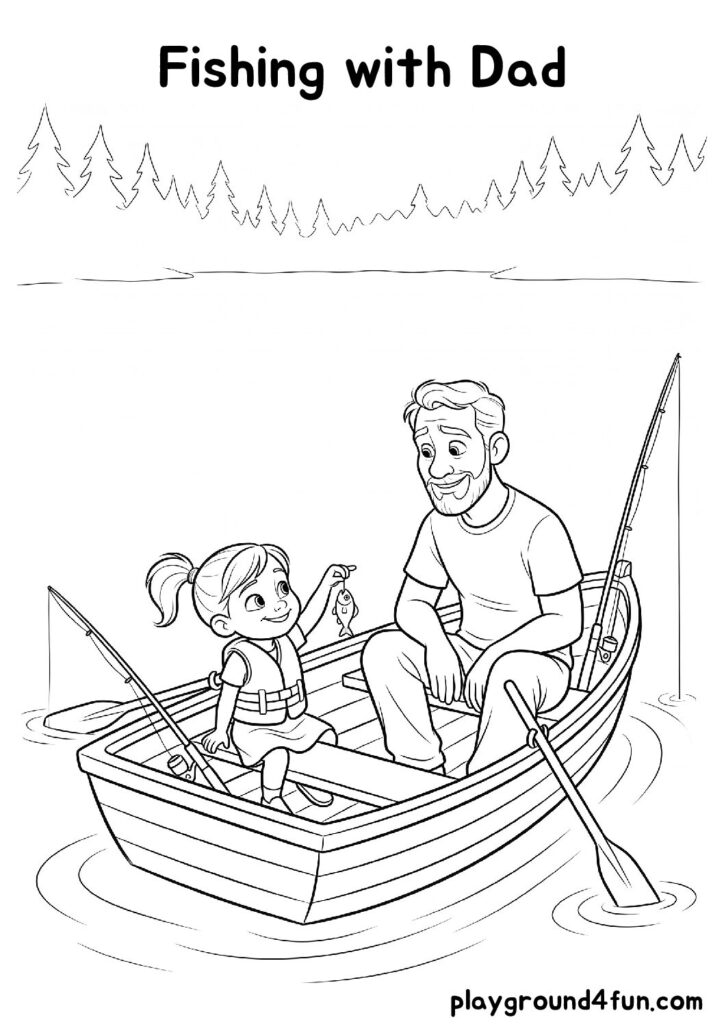 Fishing with Dad Coloring Pages