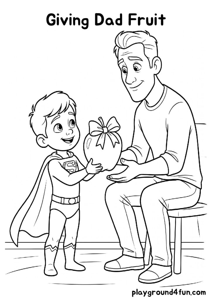 Giving Dad Fruit Coloring Pages