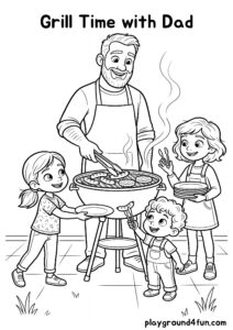 Coloring pages: Grill Time with Dad pdf