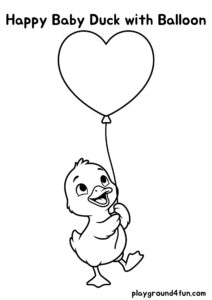 Coloring pages: Happy Baby Duck with Balloon 1 pdf