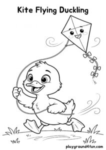 Coloring pages: Kite Flying Duckling pdf