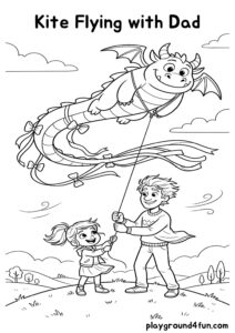 Coloring pages: Kite Flying with Dad pdf