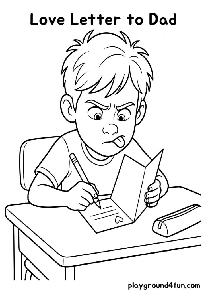 Love Letter to Dad Coloring Pages