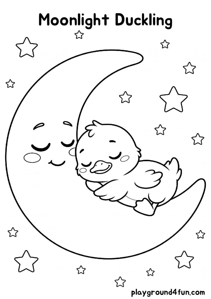 Moonlight Duckling Coloring Pages