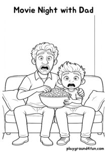 Coloring pages: Movie Night with Dad pdf
