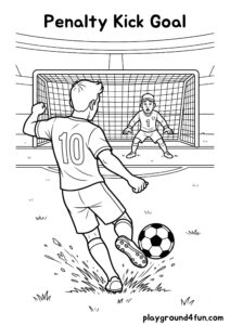Coloring pages: Penalty Kick Goal pdf