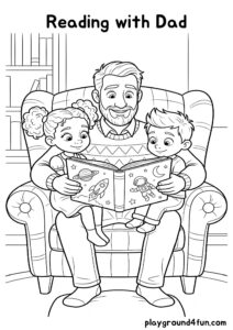 Coloring pages: Reading with Dad pdf