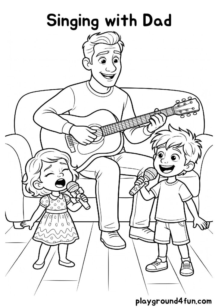Singing with Dad Coloring Pages