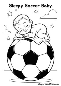 Coloring pages: Sleepy Soccer Baby pdf