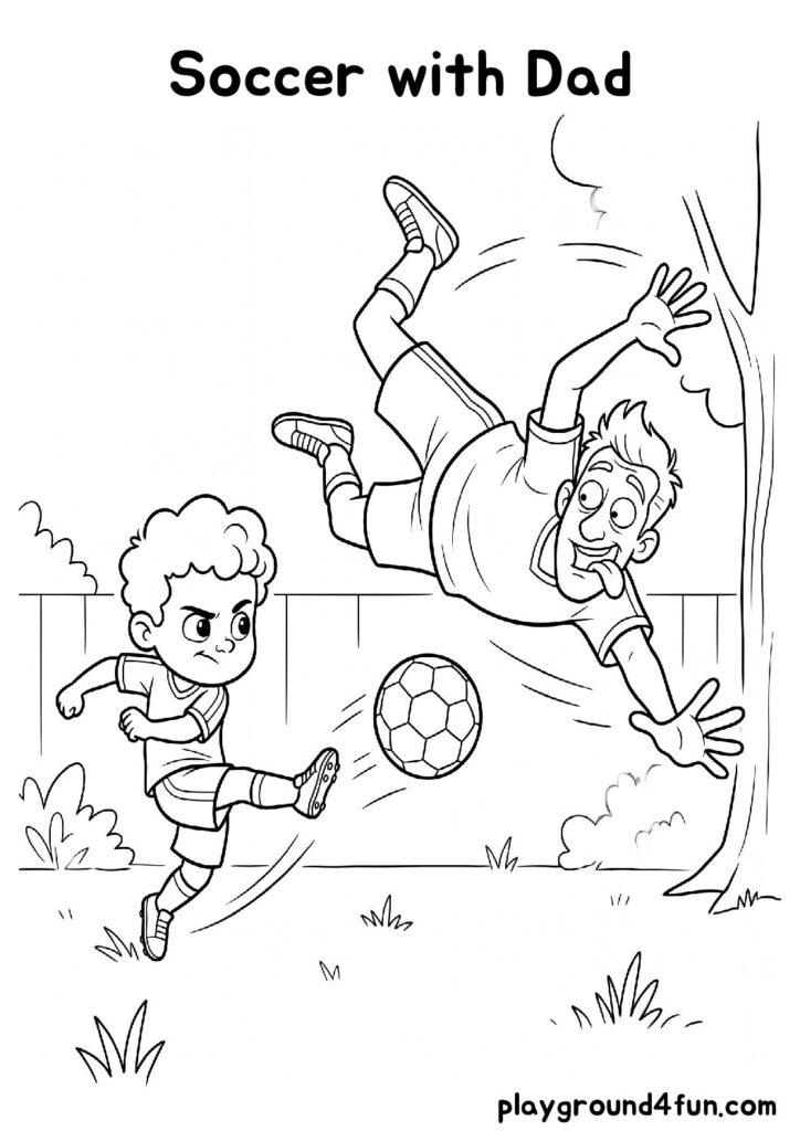 Soccer with Dad Coloring Pages