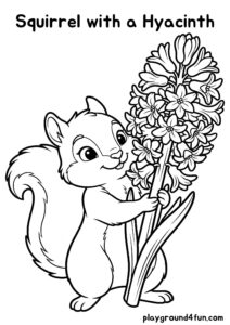 Coloring pages: Squirrel with a Hyacinth pdf
