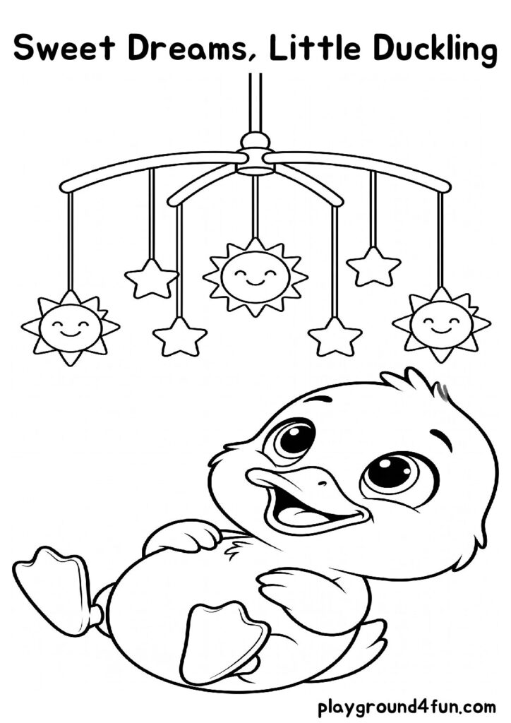 Sweet Dreams, Little Duckling Coloring Pages