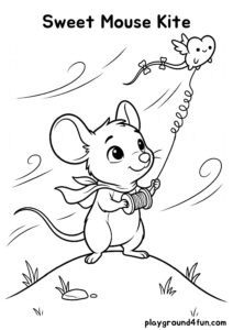 Coloring pages: Sweet Mouse Kite pdf