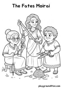 Coloring pages: The Fates Moirai pdf