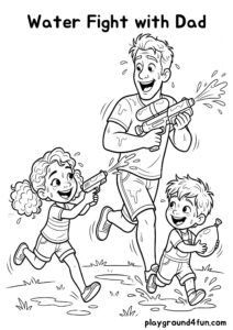 Coloring pages: Water Fight with Dad pdf