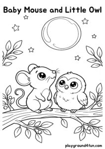 Coloring pages: Baby Mouse and Little Owl pdf