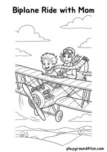 Coloring pages: Biplane Ride with Mom pdf
