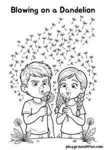 Coloring pages: Blowing on a Dandelion pdf