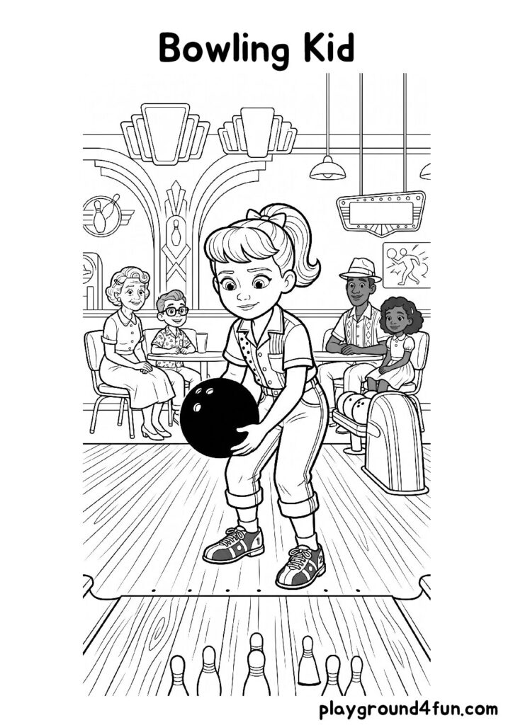 Bowling Kid Coloring Pages