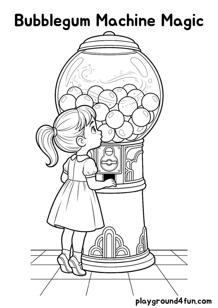 Bubblegum Machine Magic Coloring Pages