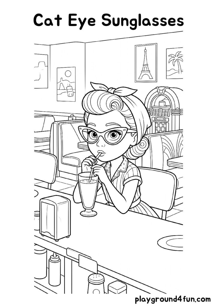 Cat Eye Sunglasses Coloring Pages