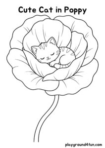 Coloring pages: Cute Cat in Poppy pdf