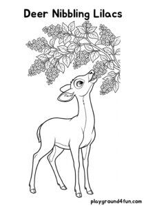 Coloring pages: Deer Nibbling Lilacs pdf