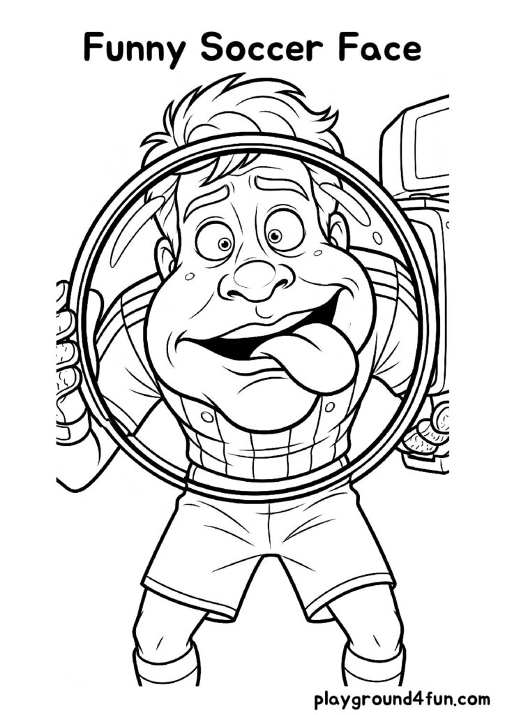 Funny Soccer Face Coloring Pages