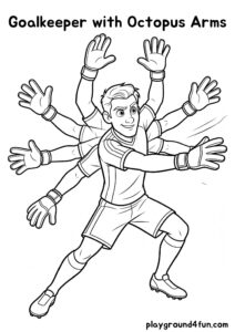 Coloring pages: Goalkeeper with Octopus Arms pdf