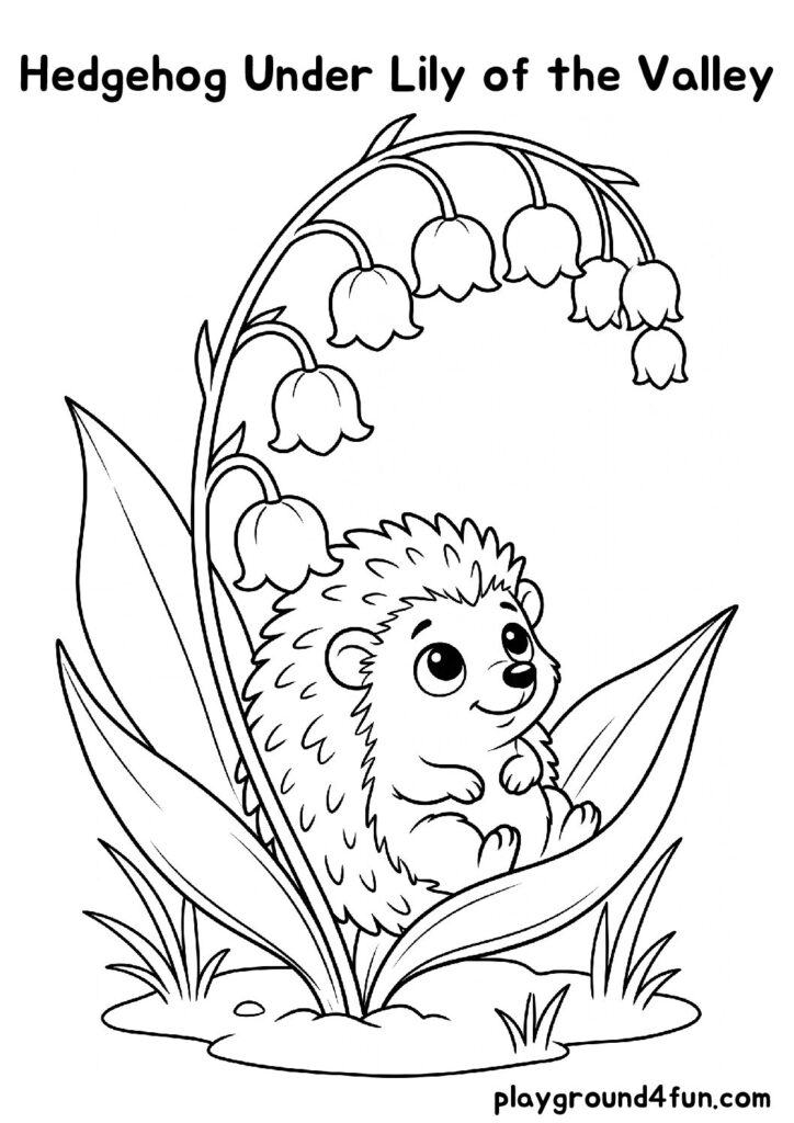 Hedgehog Under Lily of the Valley Coloring Pages
