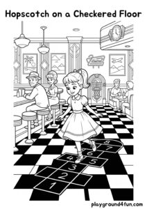 Coloring pages: Hopscotch on a Checkered Floor pdf