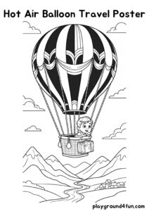 Coloring pages: Hot Air Balloon Travel Poster pdf