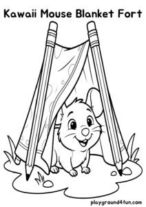Coloring pages: Kawaii Mouse Blanket Fort pdf