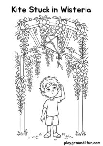 Coloring pages: Kite Stuck in Wisteria pdf